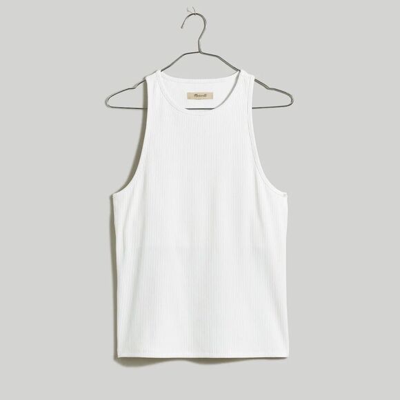 Madewell Highneck Tank Size XS With Shelf Bra in Sleekhold in White NWT - Picture 6 of 8